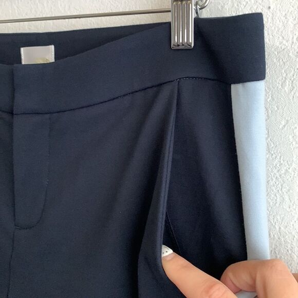 NWT Ecru Sullivan Ponte Stretch Tuxedo Stripe Navy Blue Trouser Dress Pants Sz M - Picture 5 of 11